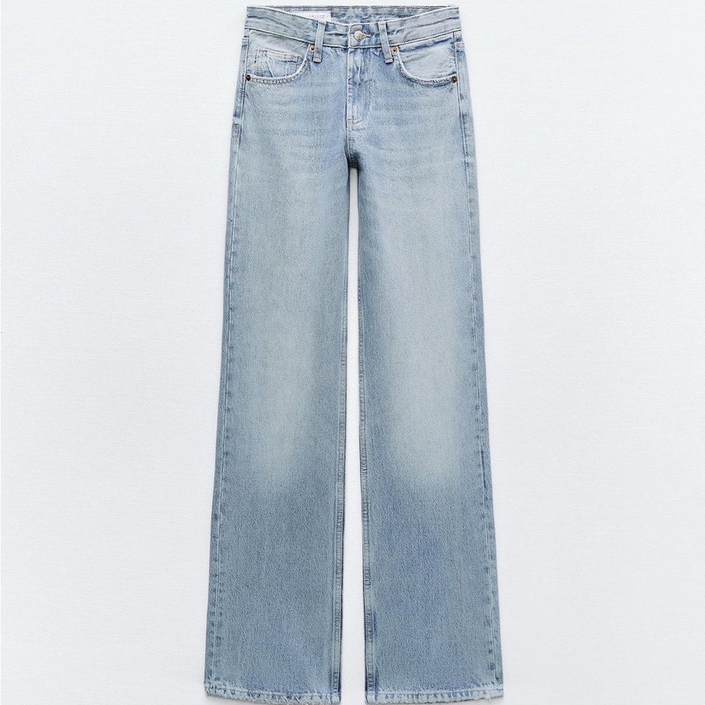 Zara Full Length TRF Mid Rise Wide Leg Jean